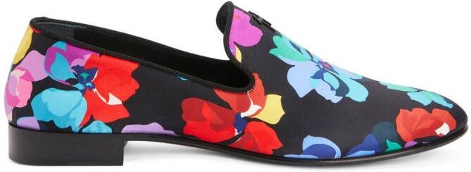 Giuseppe Zanotti Lewis Bloom loafers met print Zwart