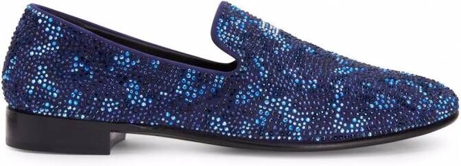 Giuseppe Zanotti Lewis loafers met stras Blauw