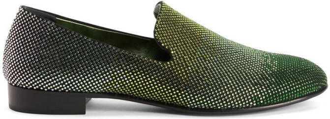 Giuseppe Zanotti Lewis loafers met stras Groen