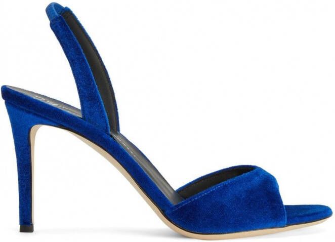 Giuseppe Zanotti Lilibeth fluwelen slingback sandalen Blauw