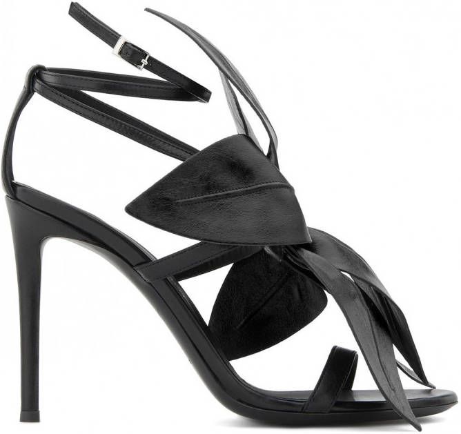 Giuseppe Zanotti Lilium stiletto sandalen verfraaid met bloemen Zwart