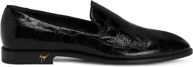 Giuseppe Zanotti Loafers met krokodillenleer-reliëf Zwart