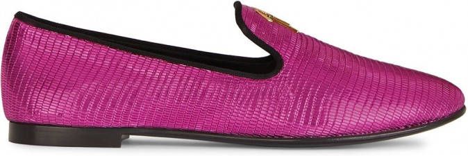 Giuseppe Zanotti Loafers met slangenhuid-effect Roze