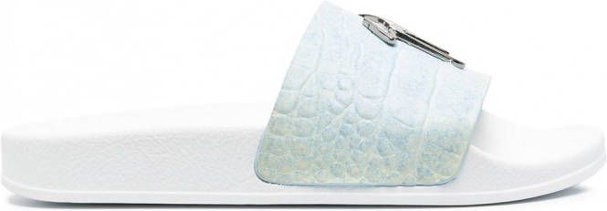 Giuseppe Zanotti Slippers met logo Blauw