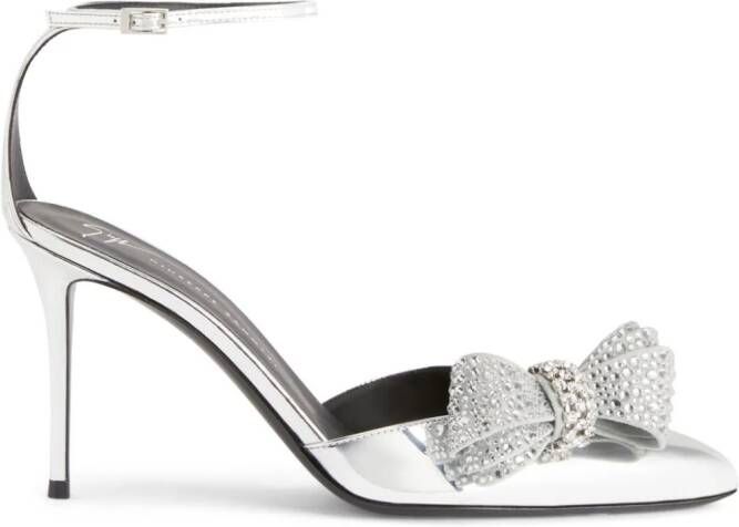 Giuseppe Zanotti Mahrtina leren sandalen Zilver