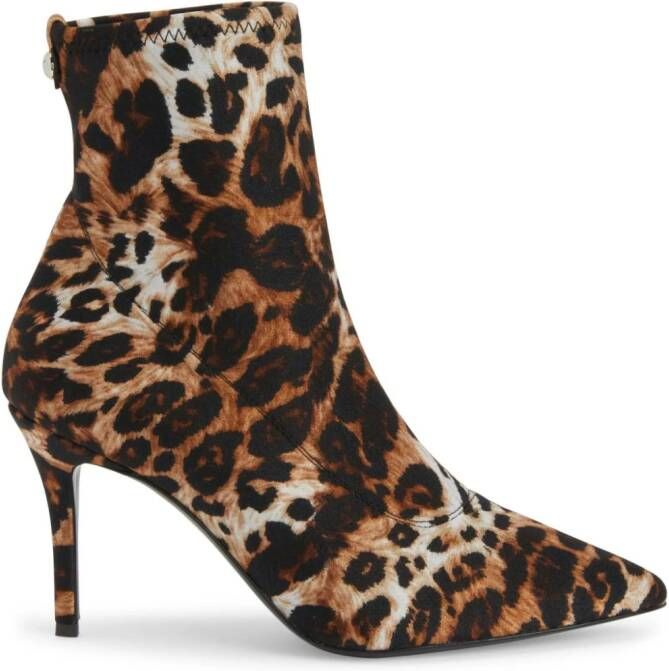 Giuseppe Zanotti Mirea 90mm enkellaarzen met luipaardprint Zwart