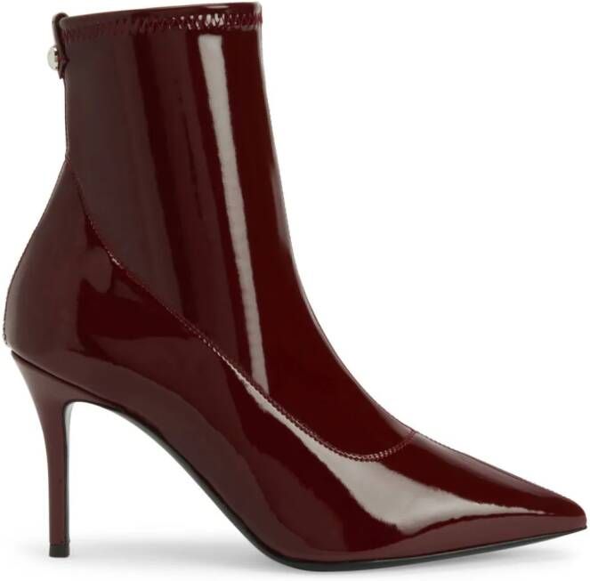 Giuseppe Zanotti Mirea 90mm lakleren enkellaarzen Rood