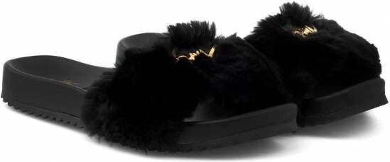 Giuseppe Zanotti Neil Jr. slippers van imitatiebont Zwart