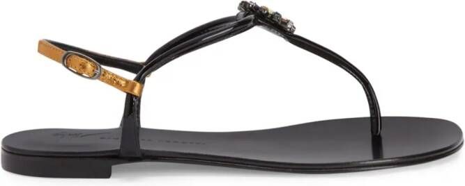 Giuseppe Zanotti Noussa sandalen met bloemenapplicatie Zwart