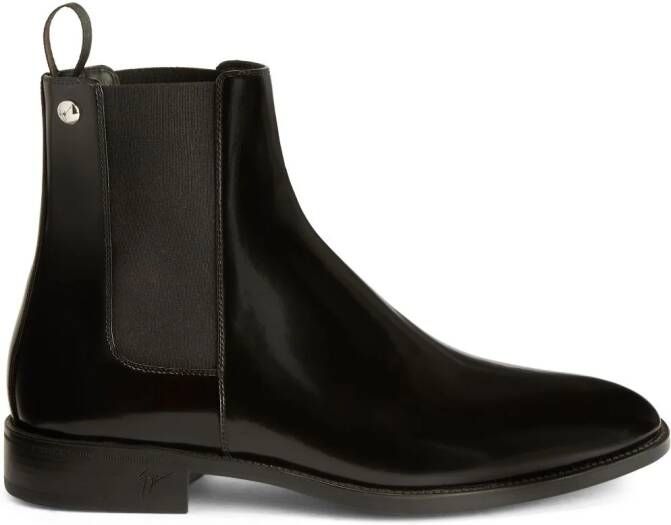 Giuseppe Zanotti Ryim enkellaarzen met gelakte afwerking Zwart