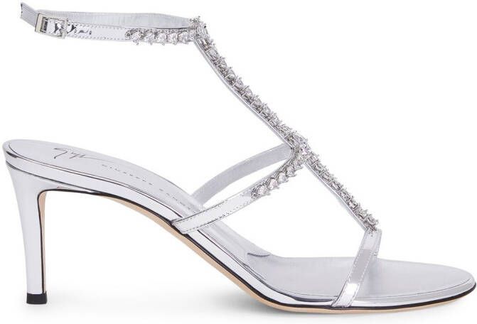 Giuseppe Zanotti Sandalen verfraaid met kristallen Zilver