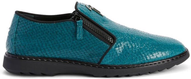 Giuseppe Zanotti Loafers met slangenleer-effect Blauw