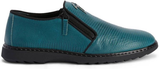 Giuseppe Zanotti Loafers met slangenleer-effect Blauw