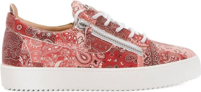Giuseppe Zanotti Frankie low-top sneakers met dubbele rits Rood