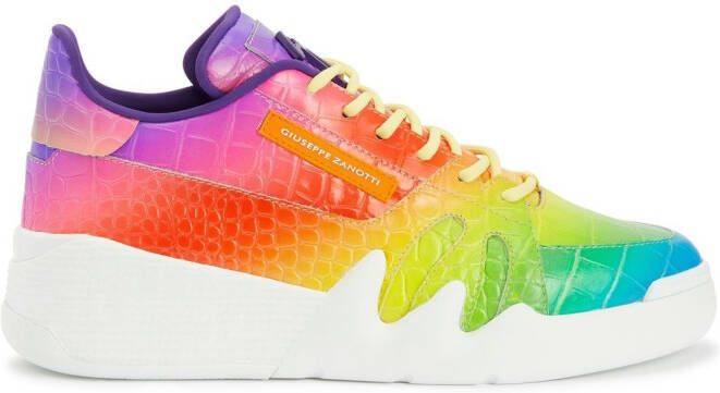 Giuseppe Zanotti Sneakers met krokodillen-effect Geel