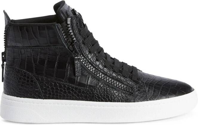 Giuseppe Zanotti Sneakers met krokodillen-reliëf Zwart