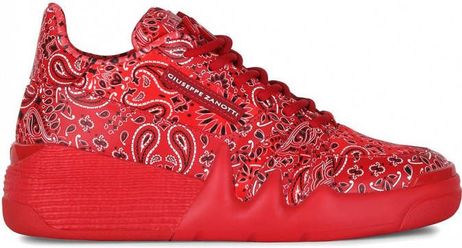 Giuseppe Zanotti Talon sneakers met bandanaprint Rood