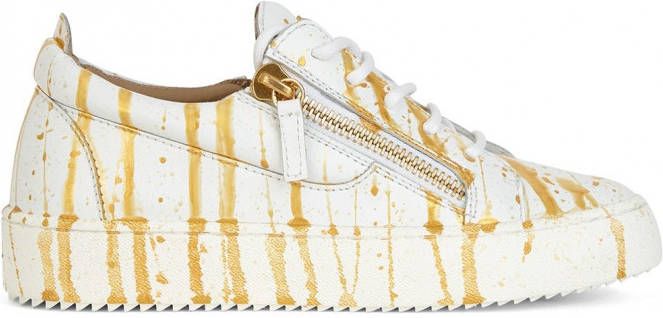 Giuseppe Zanotti Sneakers met verfspatten Wit - Schoenen.nl