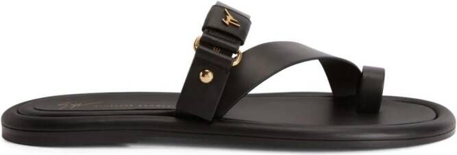 Giuseppe Zanotti Tanguy leren slippers Zwart