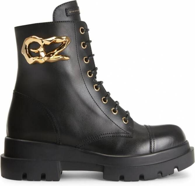 Giuseppe Zanotti Tankie leren enkellaarzen Zwart