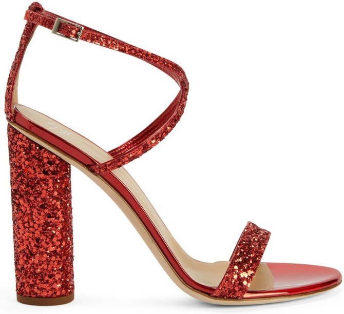 Giuseppe Zanotti Tara sandalen met glitter Rood