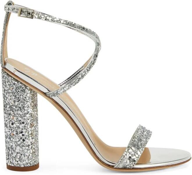 Giuseppe Zanotti Tara sandalen met glitter Zilver