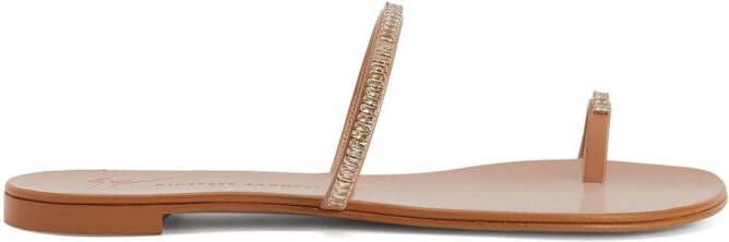 Giuseppe Zanotti Teenslippers met kristal Beige