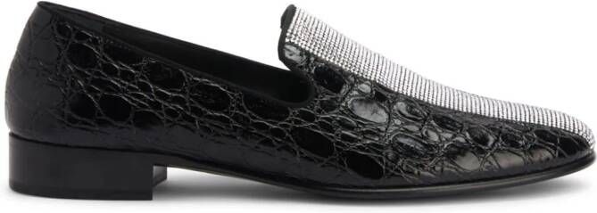 Giuseppe Zanotti Smoking Diamond leren loafers Zwart
