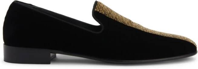 Giuseppe Zanotti Smoking Diamond fluwelen loafers Zwart