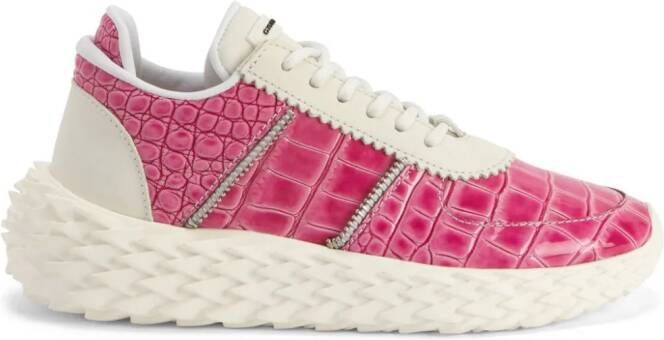 Giuseppe Zanotti Urchin sneakers met krokodillen-reliëf Roze