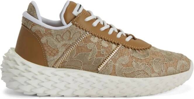 Giuseppe Zanotti Urchin sneakers met kant Beige