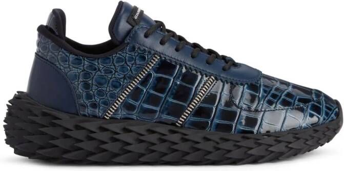 Giuseppe Zanotti Urchin sneakers met krokodillen-reliëf Blauw