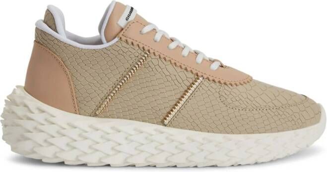 Giuseppe Zanotti Urchin sneakers met slangenleer-effect Beige