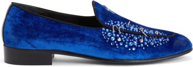 Giuseppe Zanotti Loafers met fluwelen-effect Blauw