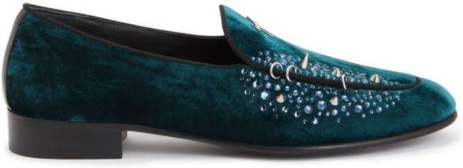 Giuseppe Zanotti Loafers met fluwelen-effect Groen