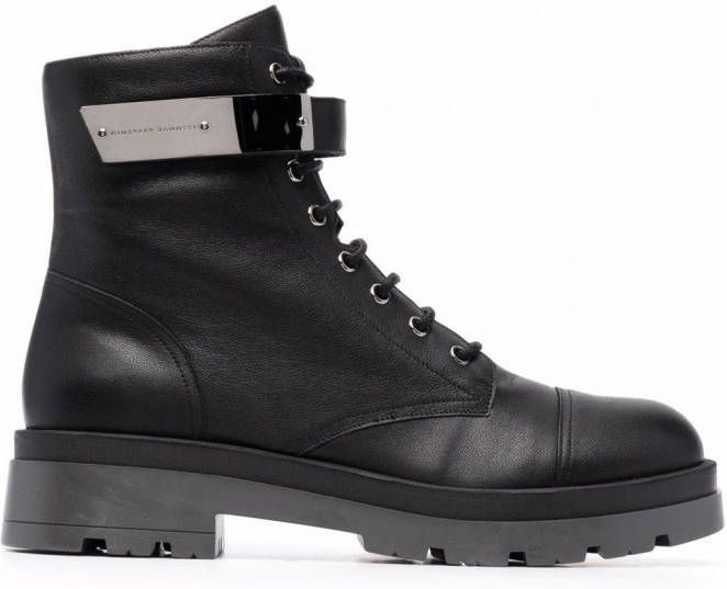 Giuseppe Zanotti Veterlaarzen met gegraveerd logo Zwart