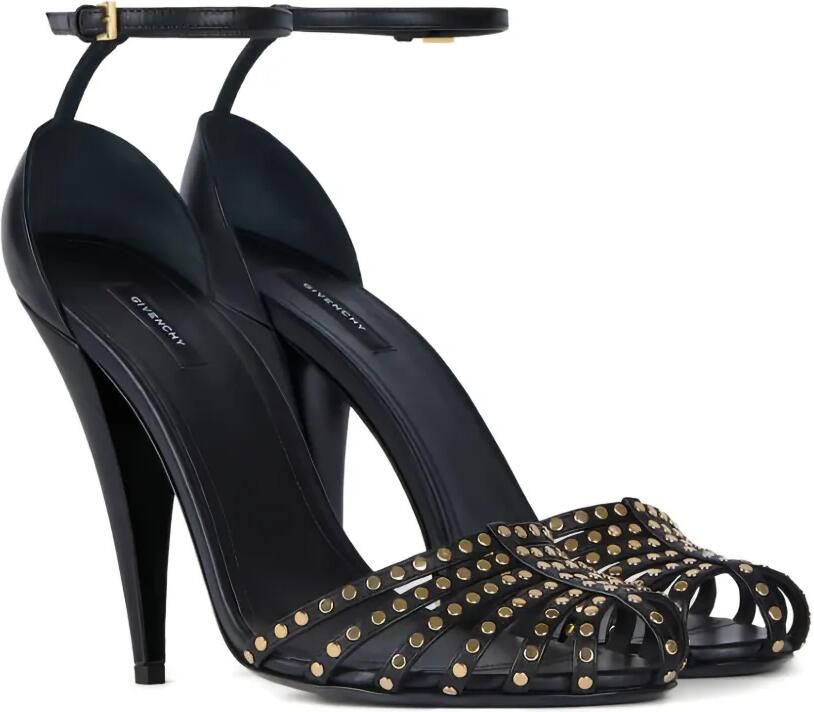 Givenchy Cage leren sandalen met hak en studs Zwart