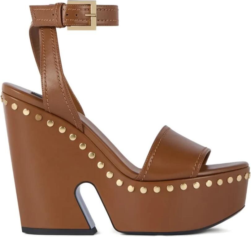 Givenchy Clog leren sandalen met plateauzool en studs Bruin
