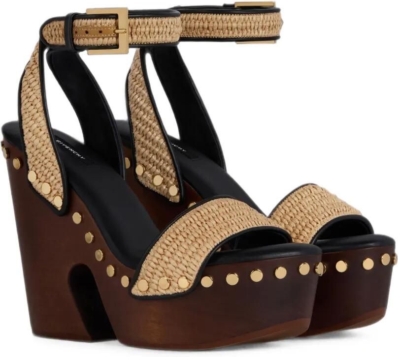 Givenchy Clog sandalen met raffia-effect en plateauzool met studs Beige - Foto 3