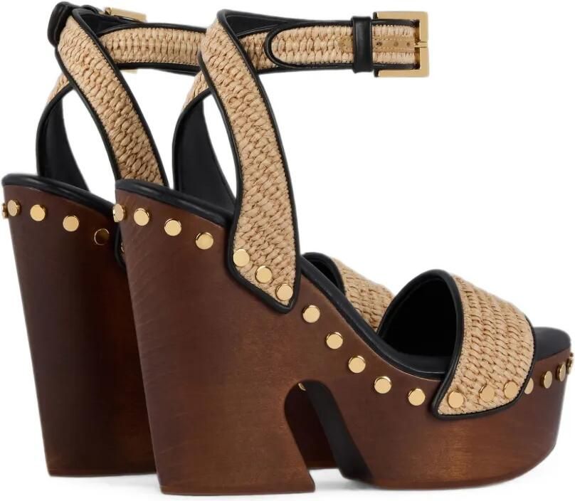 Givenchy Clog sandalen met raffia-effect en plateauzool met studs Beige - Foto 4