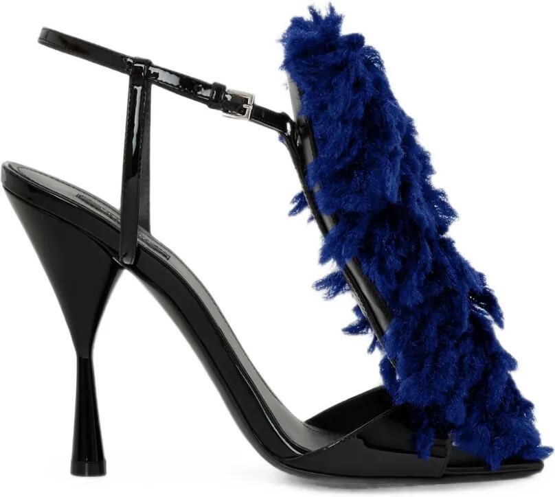 Givenchy Pompom lakleren en gebreide sandalen met hak Blauw