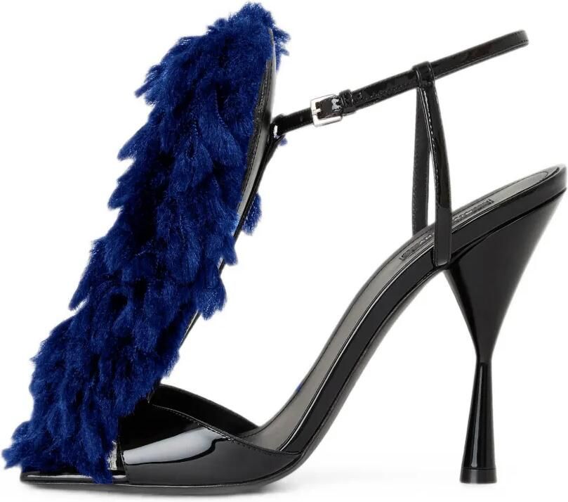 Givenchy Pompom lakleren en gebreide sandalen met hak Blauw - Foto 2