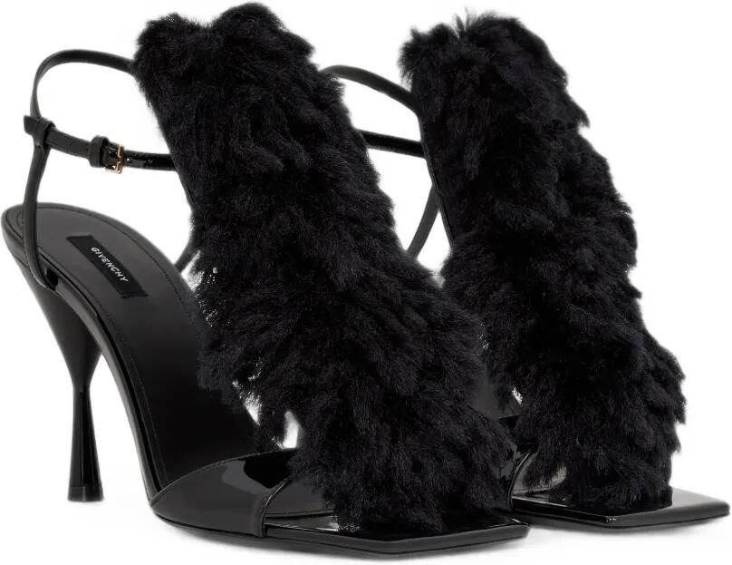 Givenchy Pompom lakleren en gebreide sandalen met hak Zwart - Foto 4