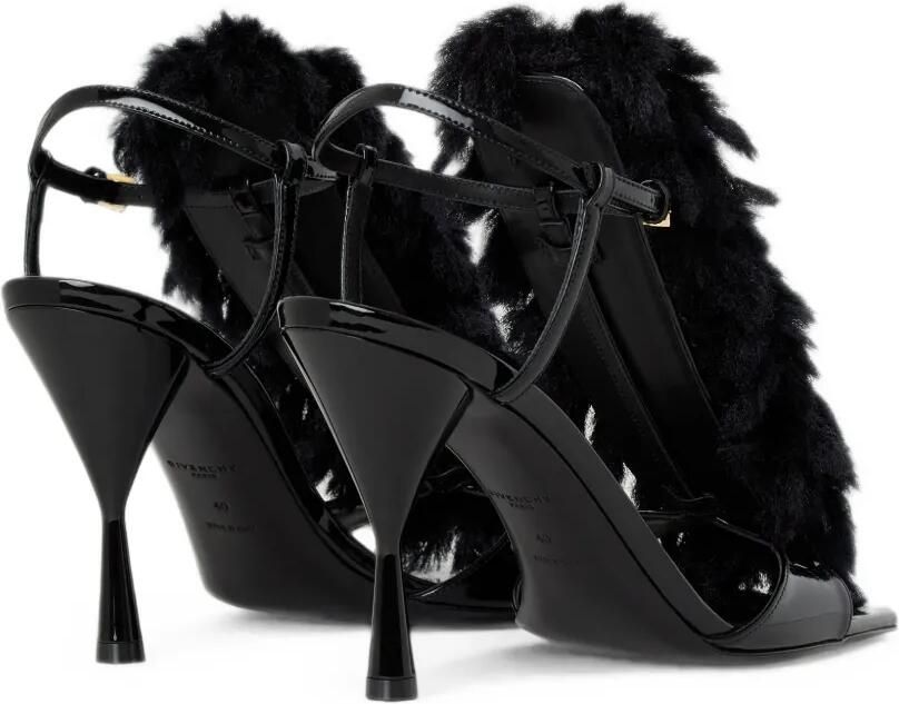 Givenchy Pompom lakleren en gebreide sandalen met hak Zwart - Foto 3
