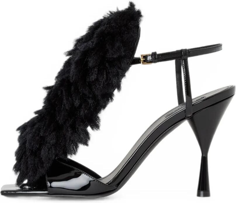 Givenchy Pompom lakleren en gebreide sandalen met hak Zwart - Foto 2