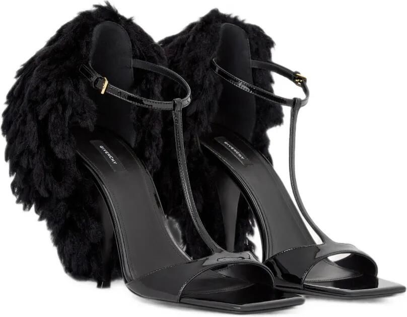 Givenchy Pompom lakleren en gebreide sandalen met hak Zwart - Foto 3