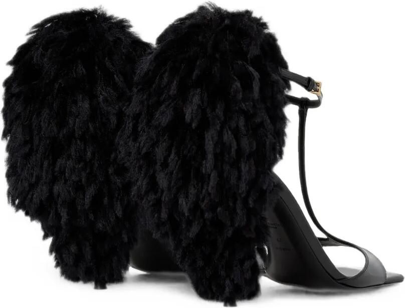 Givenchy Pompom lakleren en gebreide sandalen met hak Zwart - Foto 4