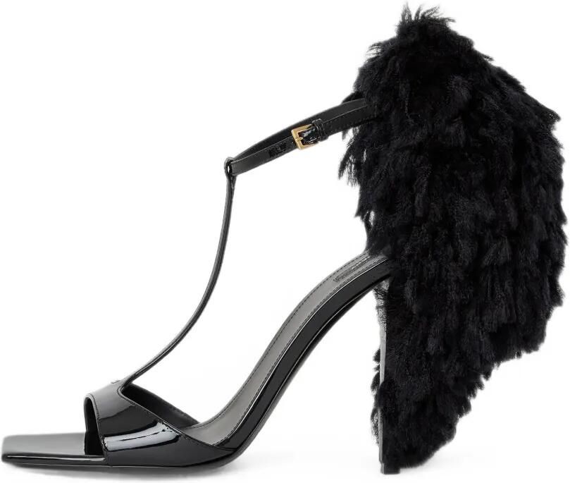 Givenchy Pompom lakleren en gebreide sandalen met hak Zwart - Foto 2