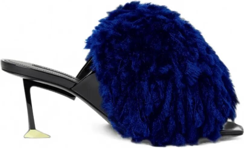 Givenchy Pompom lakleren gebreide muiltjes Blauw