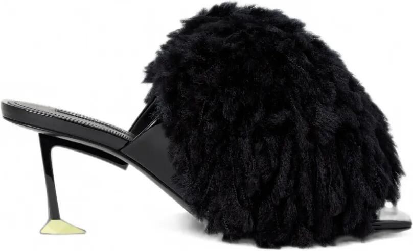 Givenchy Pompom lakleren gebreide muiltjes Zwart